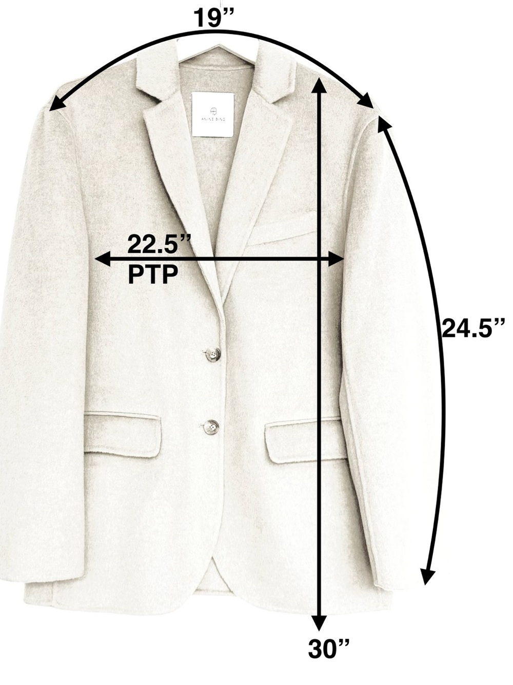 ANINE BING Quinn Wool& Cashmere Blazer - Oatmeal Melange - Picture 5 of 9